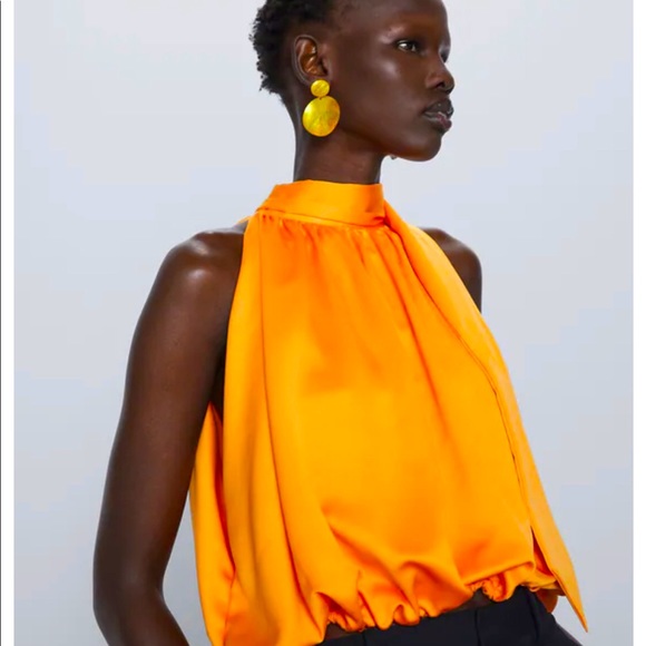 Zara Tops - Satin halter neck top